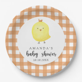 Plato De Papel Baby Shower de pollo acuarela