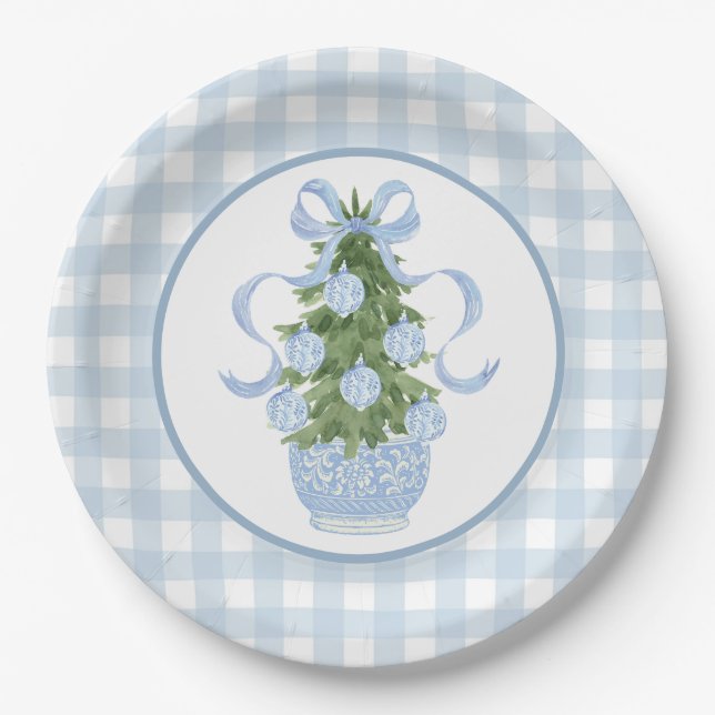 Plato De Papel Baby Shower de Preppy Southern Blue Navidades (Anverso)