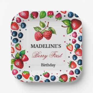 Plato De Papel Baby Shower de primer cumpleaños de fresa