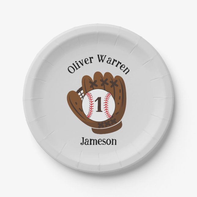 Plato De Papel Baby Shower de primer cumpleaños de niño bebé de e (Anverso)