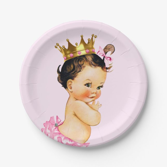 Plato De Papel Baby Shower de Princesa Linda (Anverso)