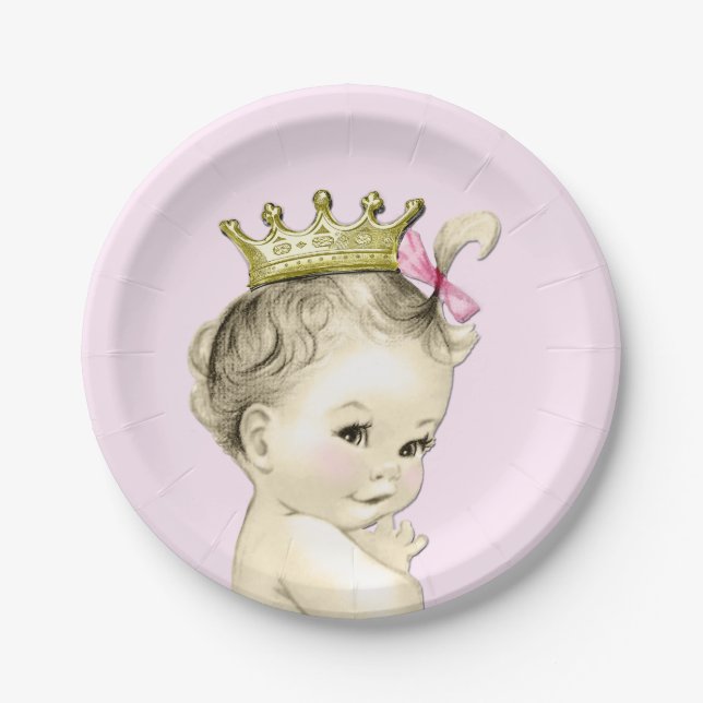 Plato De Papel Baby Shower de Princesa Vintage (Anverso)