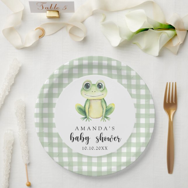 Plato De Papel Baby Shower de rana acuarela (Boda)