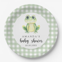 Plato De Papel Baby Shower de rana acuarela