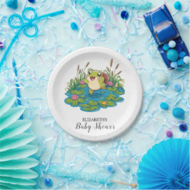 Plato De Papel Baby Shower de rana adorable cute