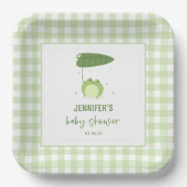 Plato De Papel Baby Shower de rana cuta
