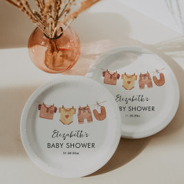 Plato De Papel Baby Shower de ropa de bebé
