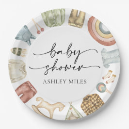 Plato De Papel Baby Shower de ropa de niño