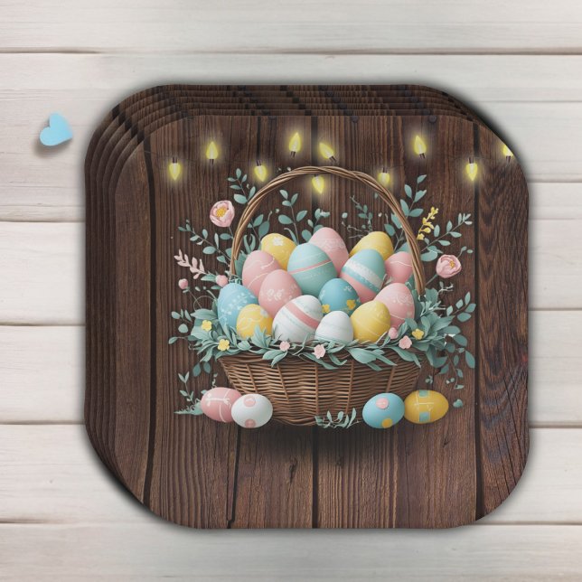 Plato De Papel Baby Shower de Rustic Floral Easter Eggs (Subido por el creador)
