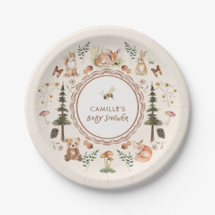 Plato De Papel Baby Shower de Rustic Woodland Winter Boy