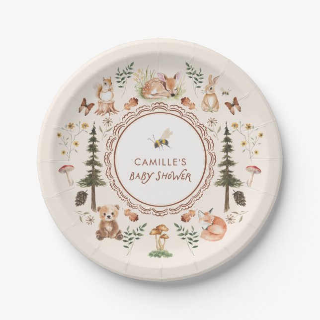 Plato De Papel Baby Shower de Rustic Woodland Winter Boy (Anverso)