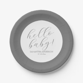 Plato De Papel Baby Shower de script minimalista