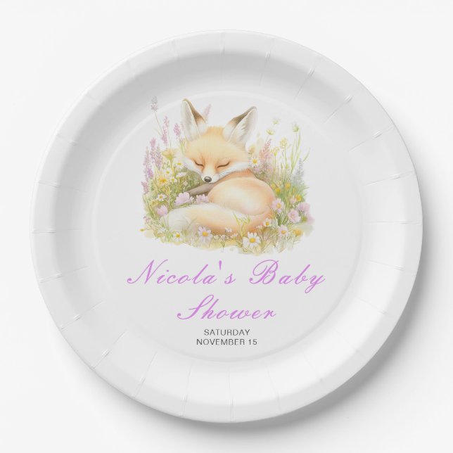 Plato De Papel Baby Shower de Spring Fox (Anverso)