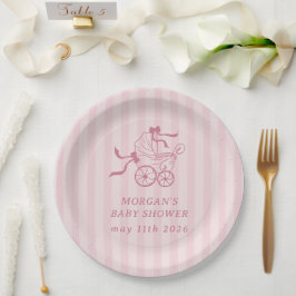 Plato De Papel Baby Shower de Stroller de Bebé Cuppy Preppy