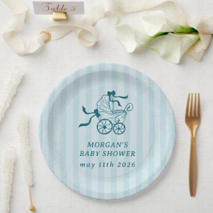 Plato De Papel Baby Shower de Stroller de Bebé Cuppy Preppy
