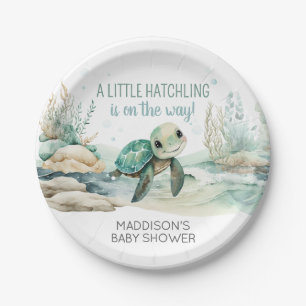 Plato De Papel Baby Shower de tortuga marina