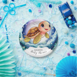 Plato De Papel Baby Shower de tortuga simple