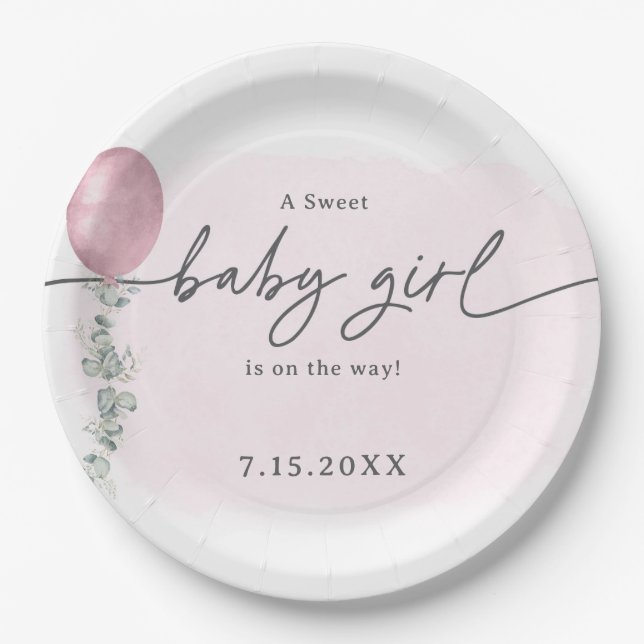 Plato De Papel Baby Shower de una niña dulce (Anverso)