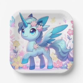 Plato De Papel Baby Shower de Unicornio encantado de Pastel