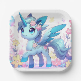 Plato De Papel Baby Shower de Unicornio encantado de Pastel