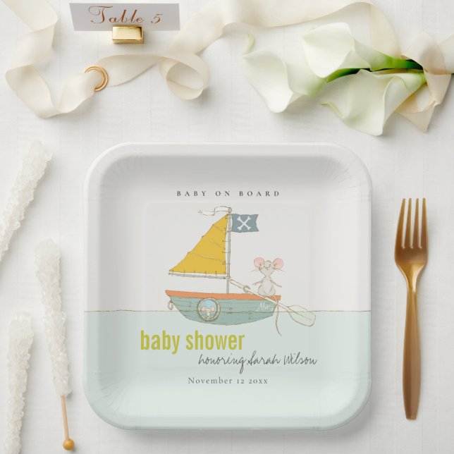 Plato De Papel Baby Shower de velero pirata pirata (Boda)