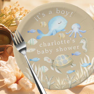 Plato De Papel Baby Shower de Whimsy bajo el agua
