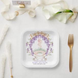 Plato De Papel Baby Shower de Wisteria Grandmillennial