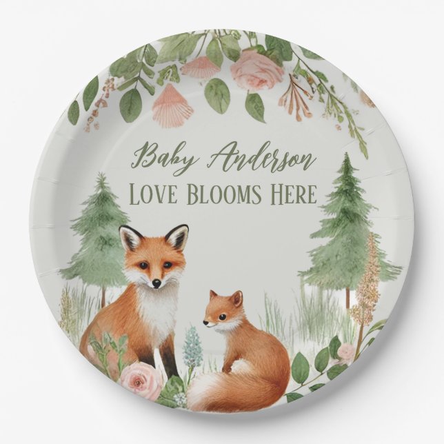 Plato De Papel Baby Shower de Woodland Animals (Anverso)