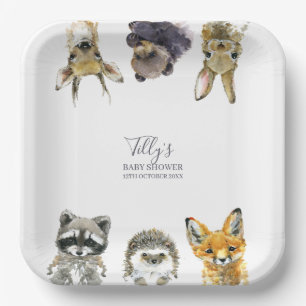 Plato De Papel Baby Shower de Woodland Animals