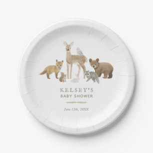Plato De Papel Baby Shower de Woodland Animals