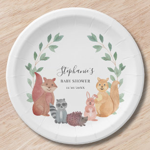 Plato De Papel Baby Shower de Woodland Animals