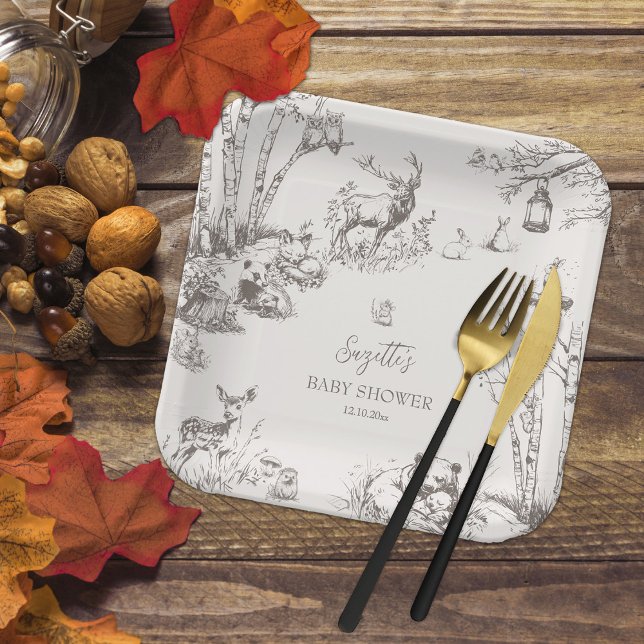 Plato De Papel Baby Shower de Woodland Animals (Subido por el creador)