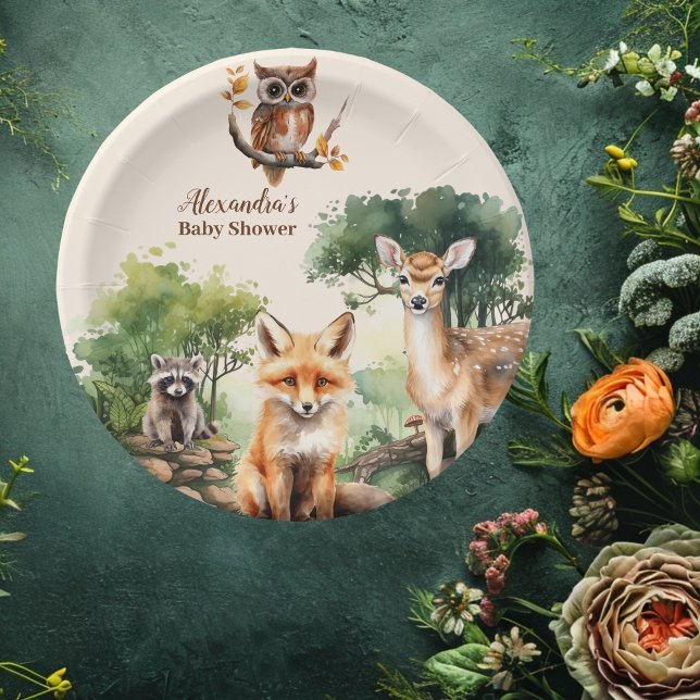Plato De Papel Baby Shower de Woodland Animals (Subido por el creador)
