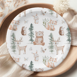 Plato De Papel Baby Shower de Woodland Animals