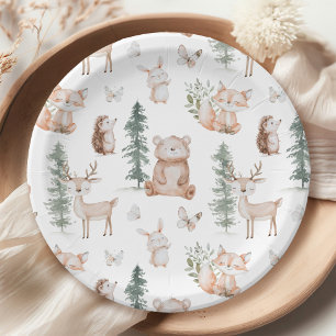 Plato De Papel Baby Shower de Woodland Animals