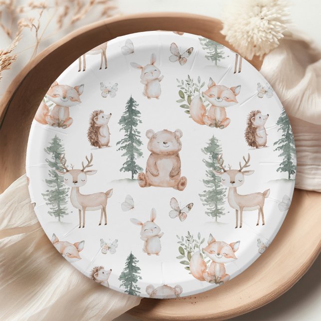 Plato De Papel Baby Shower de Woodland Animals (Subido por el creador)