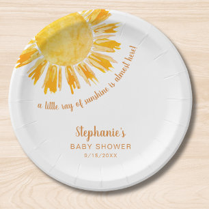 Plato De Papel Baby Shower de Yellow Sunshine Boho