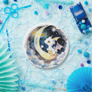 Plato De Papel Baby Shower del dragón místico