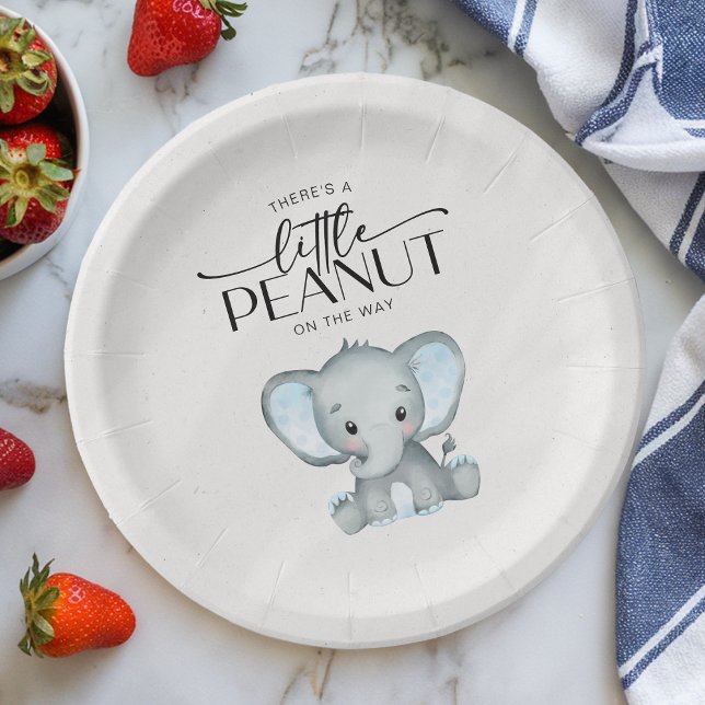 Plato De Papel Baby Shower del Elefante Azul del cacahuete (Subido por el creador)