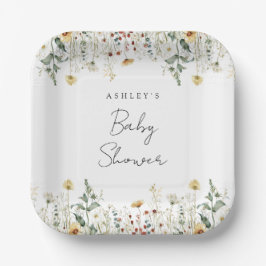 Plato De Papel Baby Shower del estadio Summer Wildflower