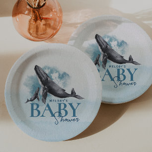 Plato De Papel Baby Shower del océano ruso moderno