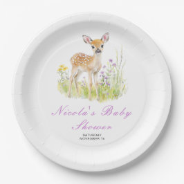 Plato De Papel Baby Shower del venado de primavera