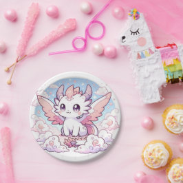 Plato De Papel Baby Shower Dragón dulce encantado