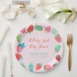 Plato De Papel Baby Shower dulce de fresa roja