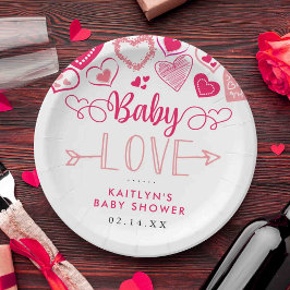 Plato De Papel Baby Shower, El día de San Valentín de "Baby Love"