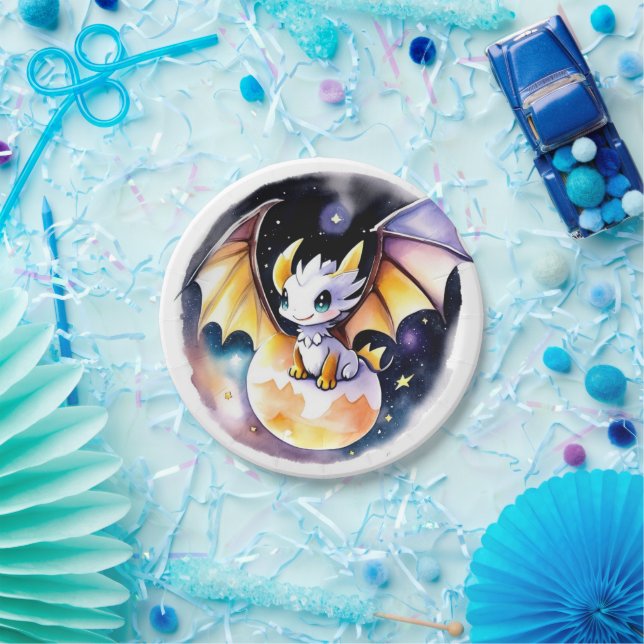 Plato De Papel Baby Shower: El tema del dragón ruidoso (Fiesta)