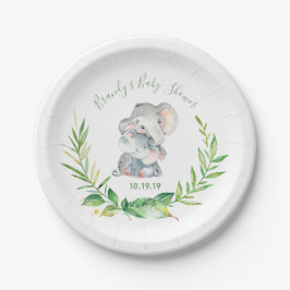 Plato De Papel Baby Shower Elephant Zoo Jungle Animals