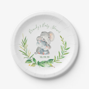 Plato De Papel Baby Shower Elephant Zoo Jungle Animals