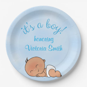 Plato De Papel Baby Shower es un bebé del muchacho