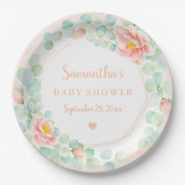 Plato De Papel Baby Shower Eucalyptus deja una yegua floral